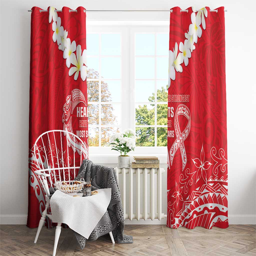 Heart Health Awareness Window Curtain Polynesian Red Ribbon LT05 - Polynesian Pride
