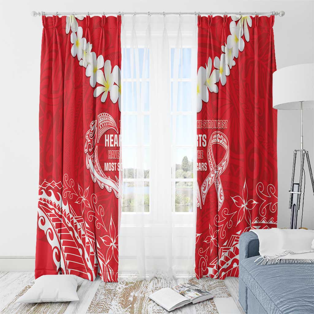 Heart Health Awareness Window Curtain Polynesian Red Ribbon LT05 - Polynesian Pride