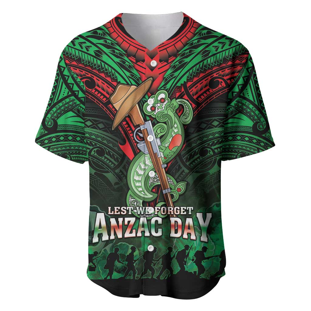 New Zealand ANZAC Day Baseball Jersey Aotearoa Hei Tiki LT05 Green - Polynesian Pride
