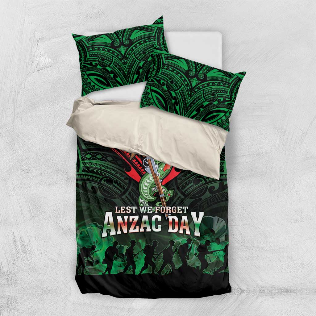 New Zealand ANZAC Day Bedding Set Aotearoa Hei Tiki LT05 US Twin 172cm x 218cm Green - Polynesian Pride
