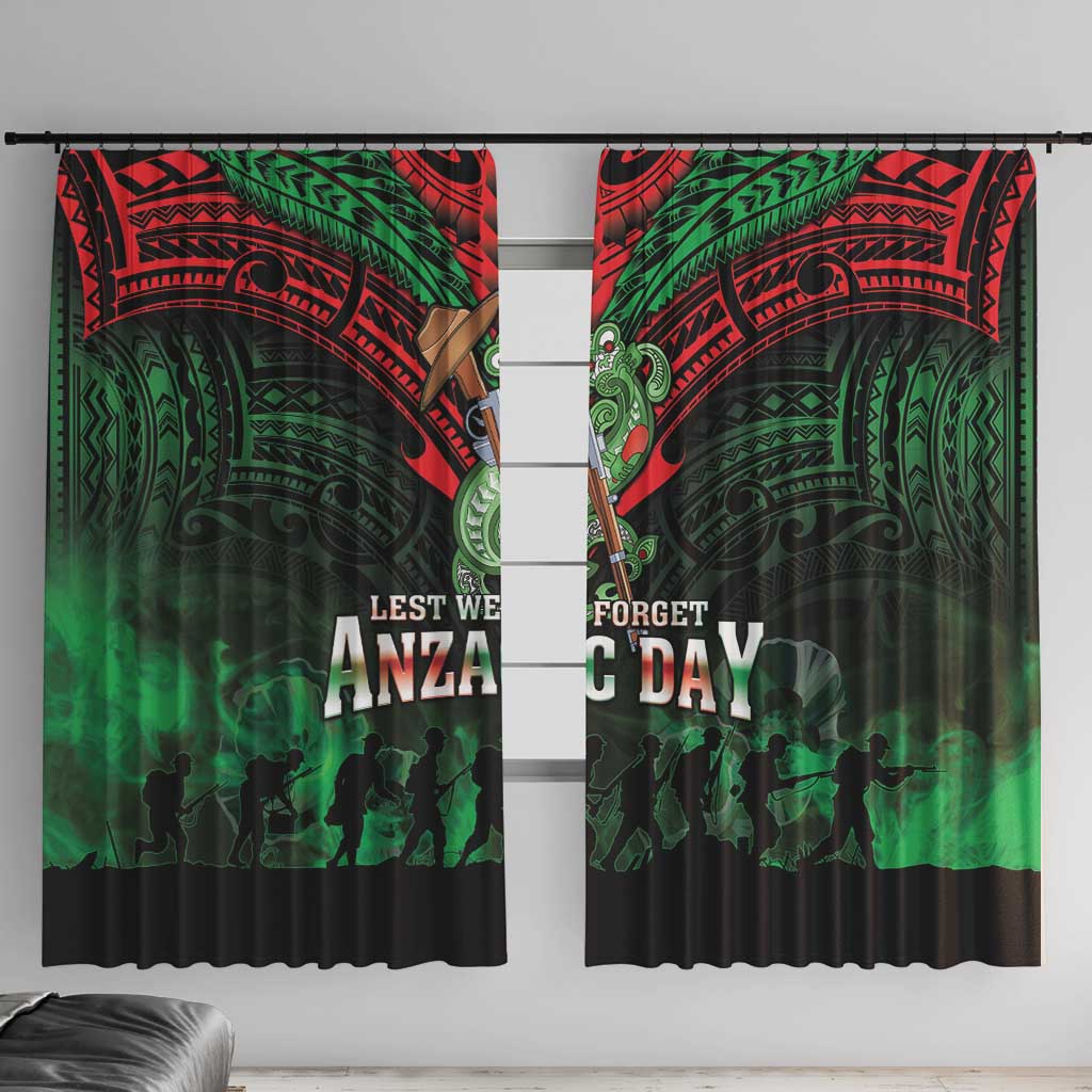 New Zealand ANZAC Day Window Curtain Aotearoa Hei Tiki LT05 With Hooks Green - Polynesian Pride