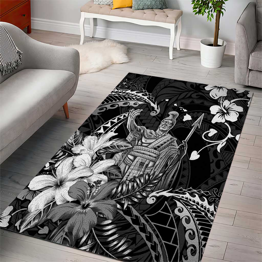 Hawaii King Kamehameha Day Area Rug Polynesian Pattern Mix Hibiscus Black LT05 - Polynesian Pride