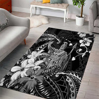 Hawaii King Kamehameha Day Area Rug Polynesian Pattern Mix Hibiscus Black LT05 - Polynesian Pride