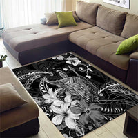 Hawaii King Kamehameha Day Area Rug Polynesian Pattern Mix Hibiscus Black LT05 - Polynesian Pride