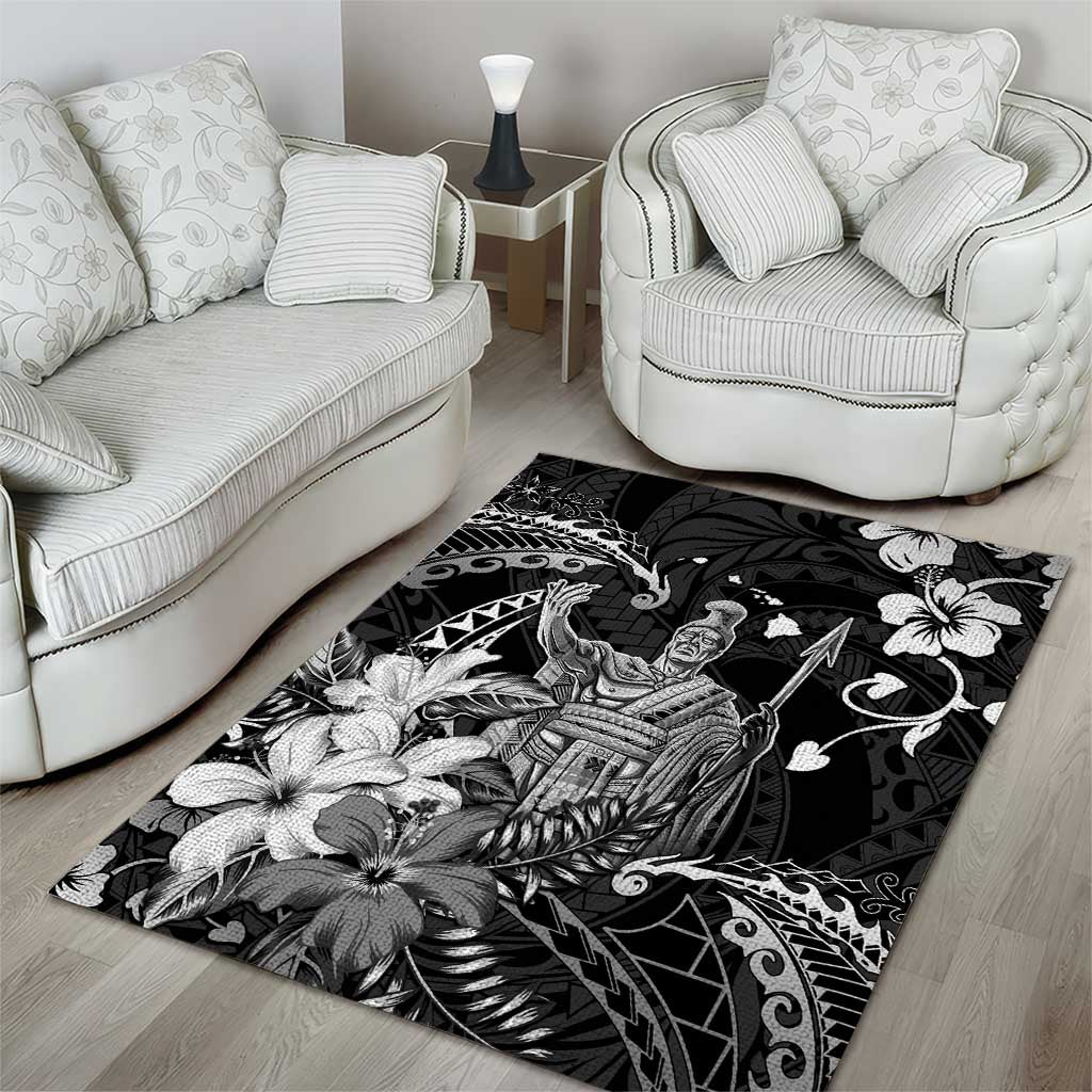 Hawaii King Kamehameha Day Area Rug Polynesian Pattern Mix Hibiscus Black LT05 - Polynesian Pride
