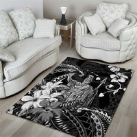 Hawaii King Kamehameha Day Area Rug Polynesian Pattern Mix Hibiscus Black LT05 - Polynesian Pride