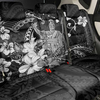Hawaii King Kamehameha Day Back Car Seat Cover Polynesian Pattern Mix Hibiscus Black LT05 - Polynesian Pride