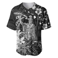 Hawaii King Kamehameha Day Baseball Jersey Polynesian Pattern Mix Hibiscus Black LT05 Black - Polynesian Pride