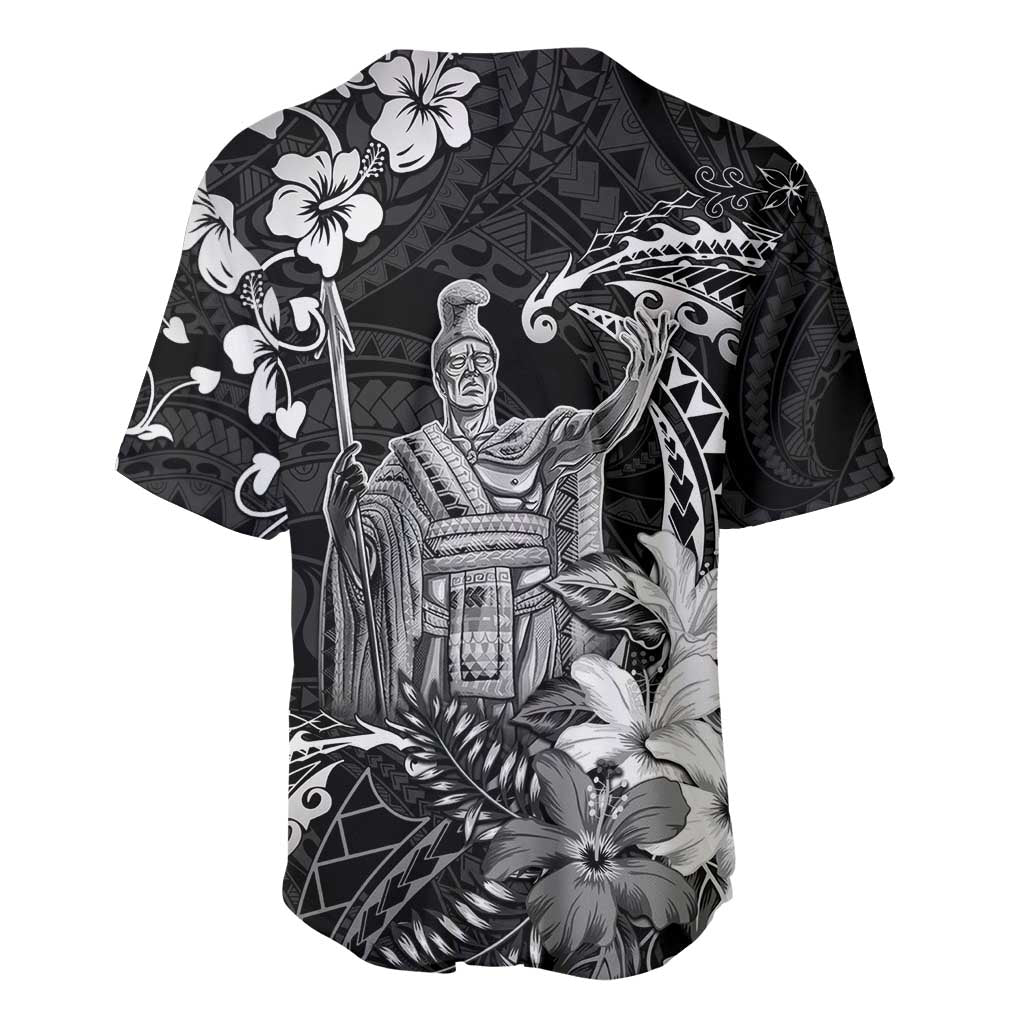 Hawaii King Kamehameha Day Baseball Jersey Polynesian Pattern Mix Hibiscus Black LT05 - Polynesian Pride