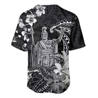Hawaii King Kamehameha Day Baseball Jersey Polynesian Pattern Mix Hibiscus Black LT05 - Polynesian Pride