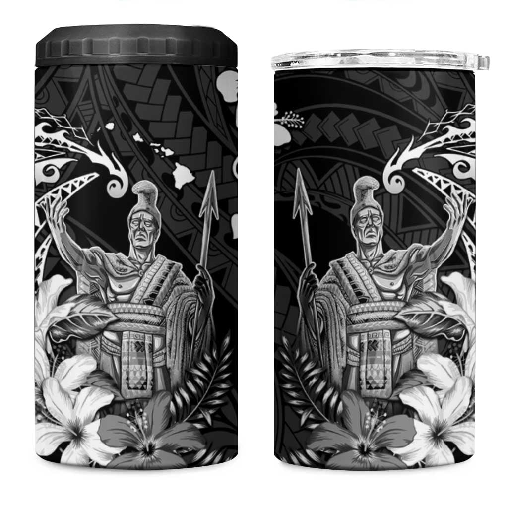 Hawaii King Kamehameha Day 4 in 1 Can Cooler Tumbler Polynesian Pattern Mix Hibiscus Black LT05 One Size: 16 oz Black - Polynesian Pride