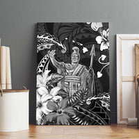 Hawaii King Kamehameha Day Canvas Wall Art Polynesian Pattern Mix Hibiscus Black LT05 - Polynesian Pride