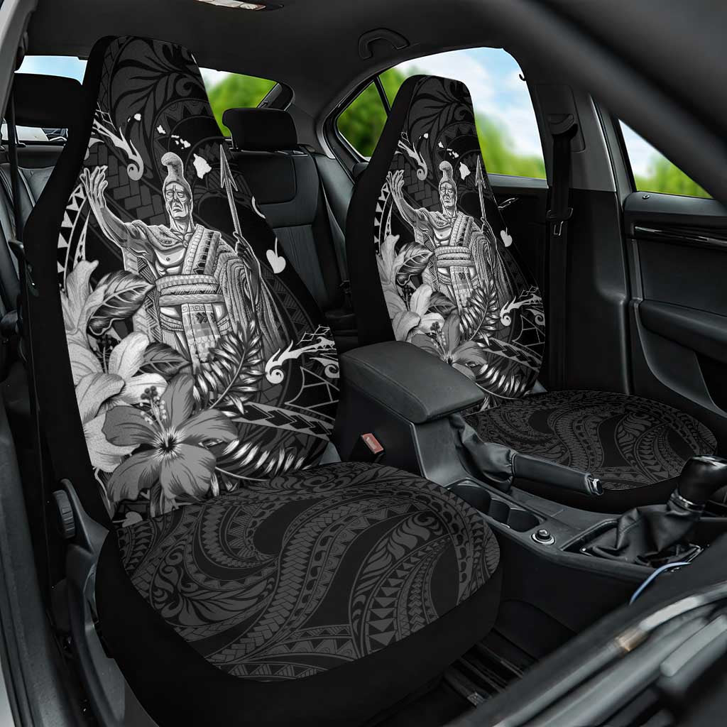 Hawaii King Kamehameha Day Car Seat Cover Polynesian Pattern Mix Hibiscus Black LT05 One Size Black - Polynesian Pride