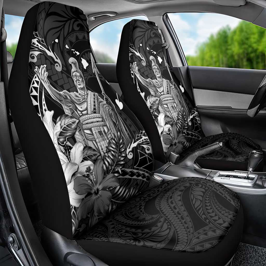 Hawaii King Kamehameha Day Car Seat Cover Polynesian Pattern Mix Hibiscus Black LT05 - Polynesian Pride