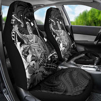 Hawaii King Kamehameha Day Car Seat Cover Polynesian Pattern Mix Hibiscus Black LT05 - Polynesian Pride