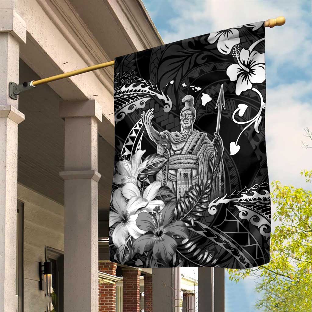 Hawaii King Kamehameha Day Garden Flag Polynesian Pattern Mix Hibiscus Black LT05 House Flag Black - Polynesian Pride
