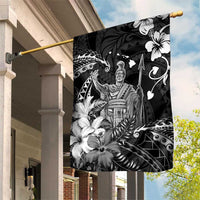 Hawaii King Kamehameha Day Garden Flag Polynesian Pattern Mix Hibiscus Black LT05 House Flag Black - Polynesian Pride