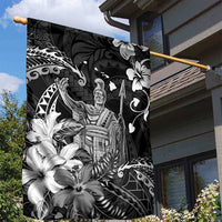 Hawaii King Kamehameha Day Garden Flag Polynesian Pattern Mix Hibiscus Black LT05 - Polynesian Pride