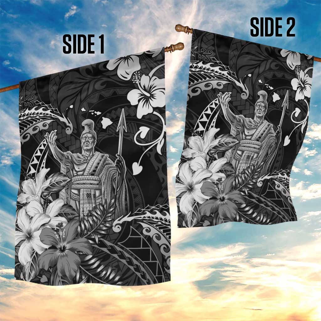 Hawaii King Kamehameha Day Garden Flag Polynesian Pattern Mix Hibiscus Black LT05 - Polynesian Pride