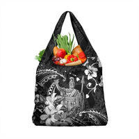 Hawaii King Kamehameha Day Grocery Bag Polynesian Pattern Mix Hibiscus Black LT05 1-pack One Size Black - Polynesian Pride