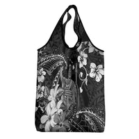 Hawaii King Kamehameha Day Grocery Bag Polynesian Pattern Mix Hibiscus Black LT05 - Polynesian Pride