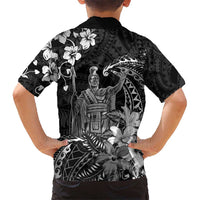 Hawaii King Kamehameha Day Hawaiian Shirt Polynesian Pattern Mix Hibiscus Black LT05 - Polynesian Pride