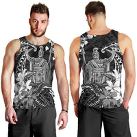 Hawaii King Kamehameha Day Men Tank Top Polynesian Pattern Mix Hibiscus Black LT05 - Polynesian Pride