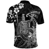 Hawaii King Kamehameha Day Polo Shirt Polynesian Pattern Mix Hibiscus Black LT05 - Polynesian Pride
