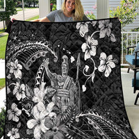 Hawaii King Kamehameha Day Quilt Polynesian Pattern Mix Hibiscus Black LT05 Black - Polynesian Pride