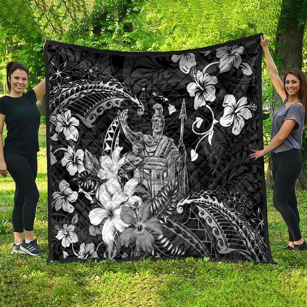 Hawaii King Kamehameha Day Quilt Polynesian Pattern Mix Hibiscus Black LT05 - Polynesian Pride