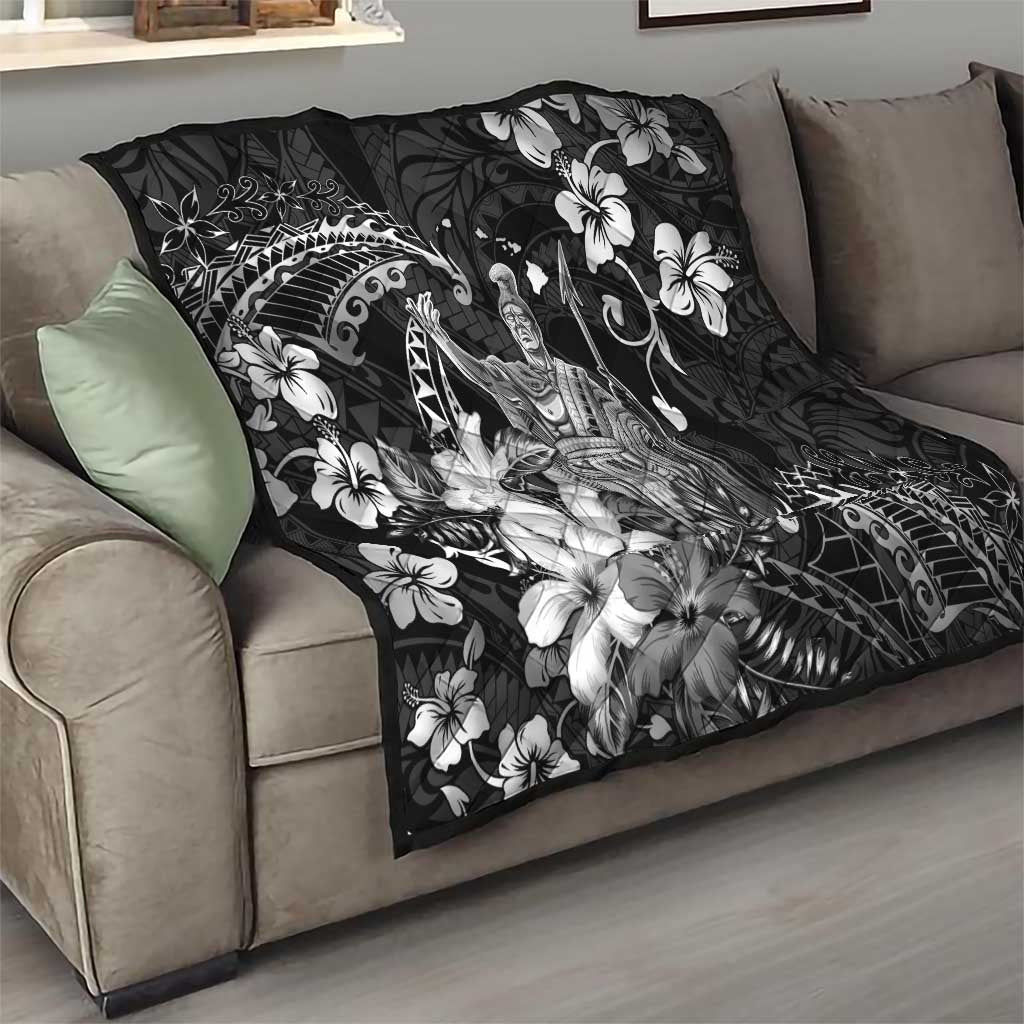 Hawaii King Kamehameha Day Quilt Polynesian Pattern Mix Hibiscus Black LT05 - Polynesian Pride