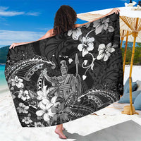 Hawaii King Kamehameha Day Sarong Polynesian Pattern Mix Hibiscus Black LT05 One Size 44 x 66 inches Black - Polynesian Pride