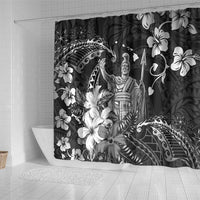 Hawaii King Kamehameha Day Shower Curtain Polynesian Pattern Mix Hibiscus Black LT05 - Polynesian Pride