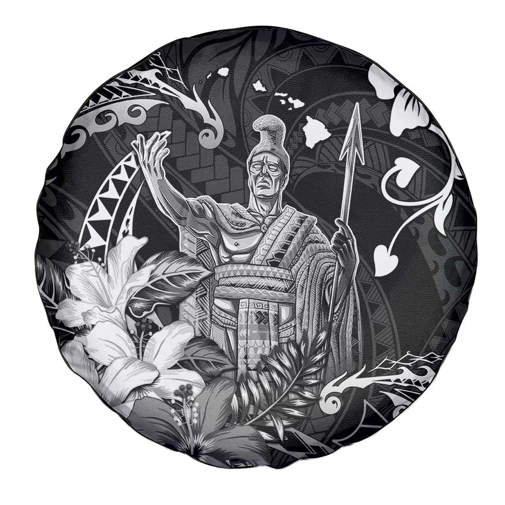 Hawaii King Kamehameha Day Spare Tire Cover Polynesian Pattern Mix Hibiscus Black LT05 - Polynesian Pride