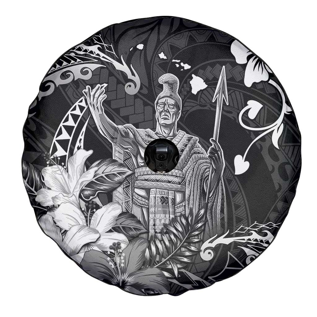 Hawaii King Kamehameha Day Spare Tire Cover Polynesian Pattern Mix Hibiscus Black LT05 - Polynesian Pride