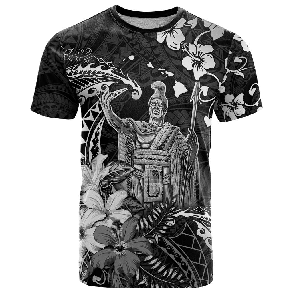 Hawaii King Kamehameha Day T Shirt Polynesian Pattern Mix Hibiscus Black LT05 Black - Polynesian Pride
