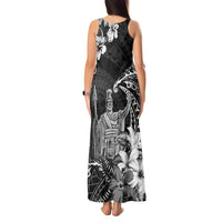 Hawaii King Kamehameha Day Tank Maxi Dress Polynesian Pattern Mix Hibiscus Black LT05 - Polynesian Pride