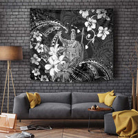 Hawaii King Kamehameha Day Tapestry Polynesian Pattern Mix Hibiscus Black LT05 Black - Polynesian Pride