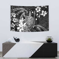 Hawaii King Kamehameha Day Tapestry Polynesian Pattern Mix Hibiscus Black LT05 - Polynesian Pride