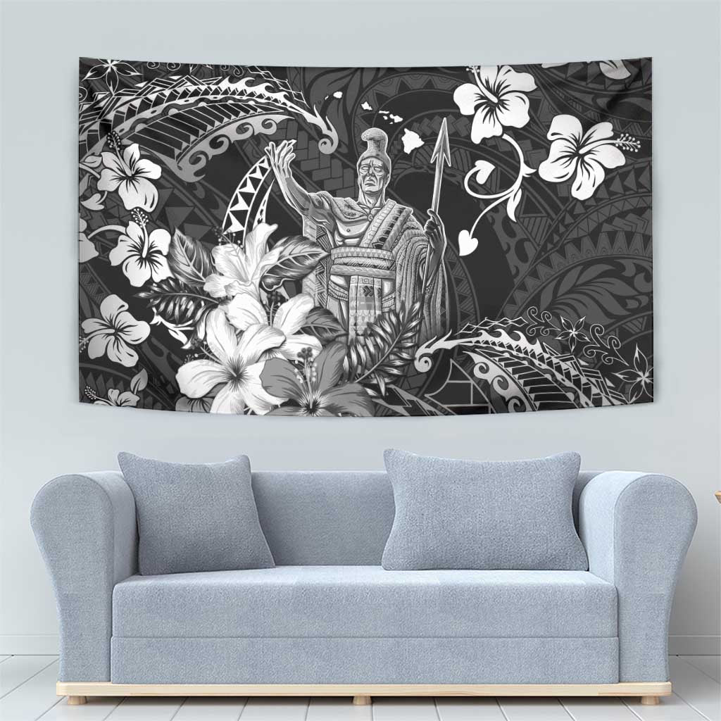 Hawaii King Kamehameha Day Tapestry Polynesian Pattern Mix Hibiscus Black LT05 - Polynesian Pride