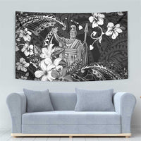 Hawaii King Kamehameha Day Tapestry Polynesian Pattern Mix Hibiscus Black LT05 - Polynesian Pride