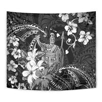 Hawaii King Kamehameha Day Tapestry Polynesian Pattern Mix Hibiscus Black LT05 - Polynesian Pride