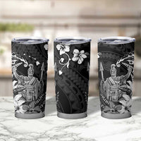 Hawaii King Kamehameha Day Tumbler Cup Polynesian Pattern Mix Hibiscus Black LT05 - Polynesian Pride