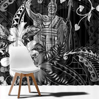 Hawaii King Kamehameha Day Window Curtain Polynesian Pattern Mix Hibiscus Black LT05 - Polynesian Pride
