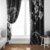 Hawaii King Kamehameha Day Window Curtain Polynesian Pattern Mix Hibiscus Black LT05 - Polynesian Pride