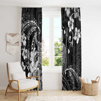 Hawaii King Kamehameha Day Window Curtain Polynesian Pattern Mix Hibiscus Black LT05 - Polynesian Pride