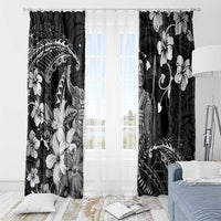 Hawaii King Kamehameha Day Window Curtain Polynesian Pattern Mix Hibiscus Black LT05 - Polynesian Pride