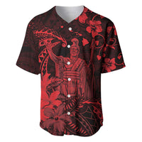 Hawaii King Kamehameha Day Baseball Jersey Polynesian Pattern Mix Hibiscus Red LT05 Red - Polynesian Pride
