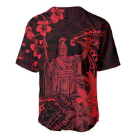 Hawaii King Kamehameha Day Baseball Jersey Polynesian Pattern Mix Hibiscus Red LT05 - Polynesian Pride