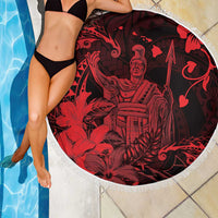 Hawaii King Kamehameha Day Beach Blanket Polynesian Pattern Mix Hibiscus Red LT05 - Polynesian Pride